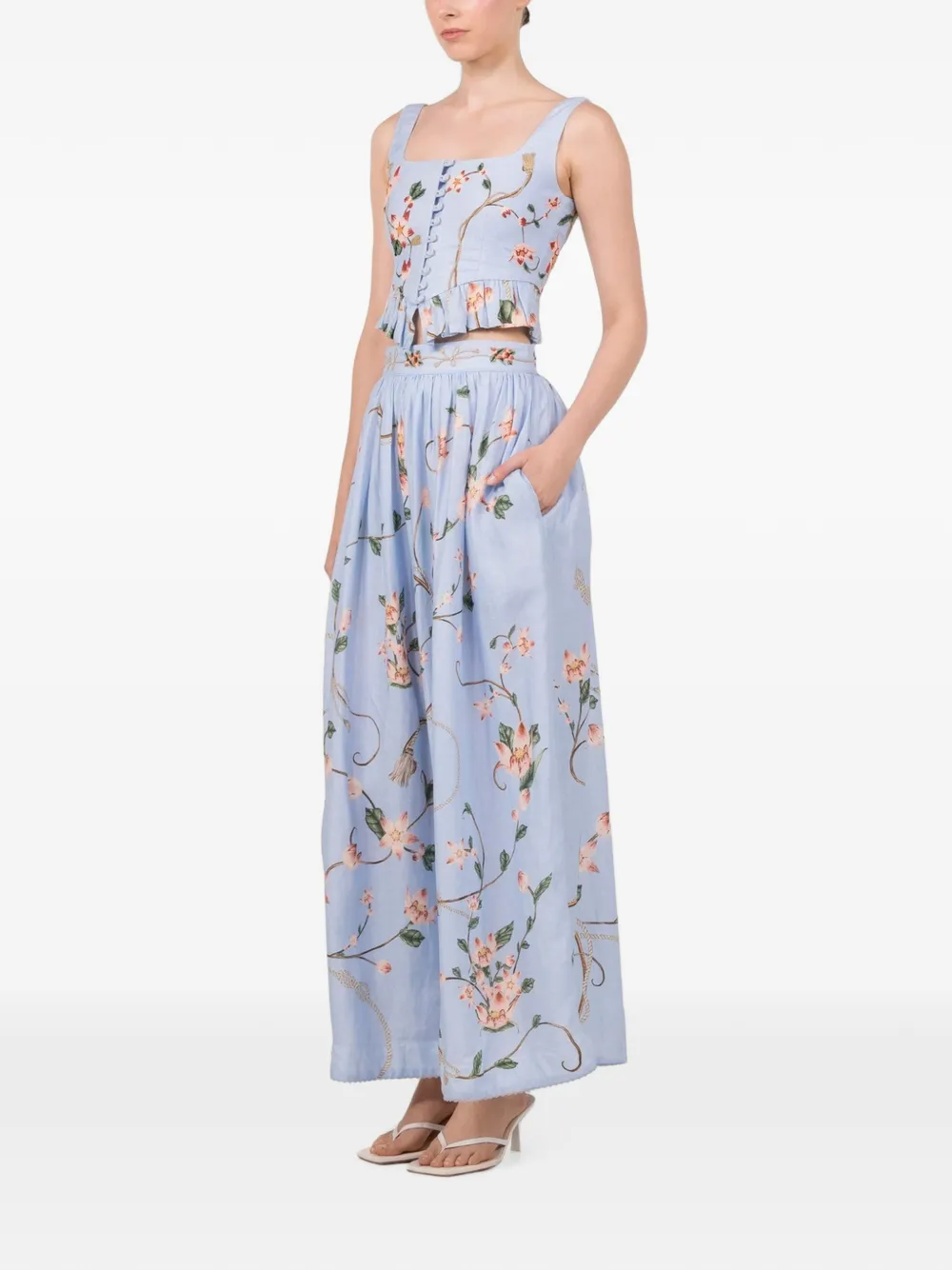 Agua By Agua Bendita Eslabón Navegante embroidered blouse Blauw