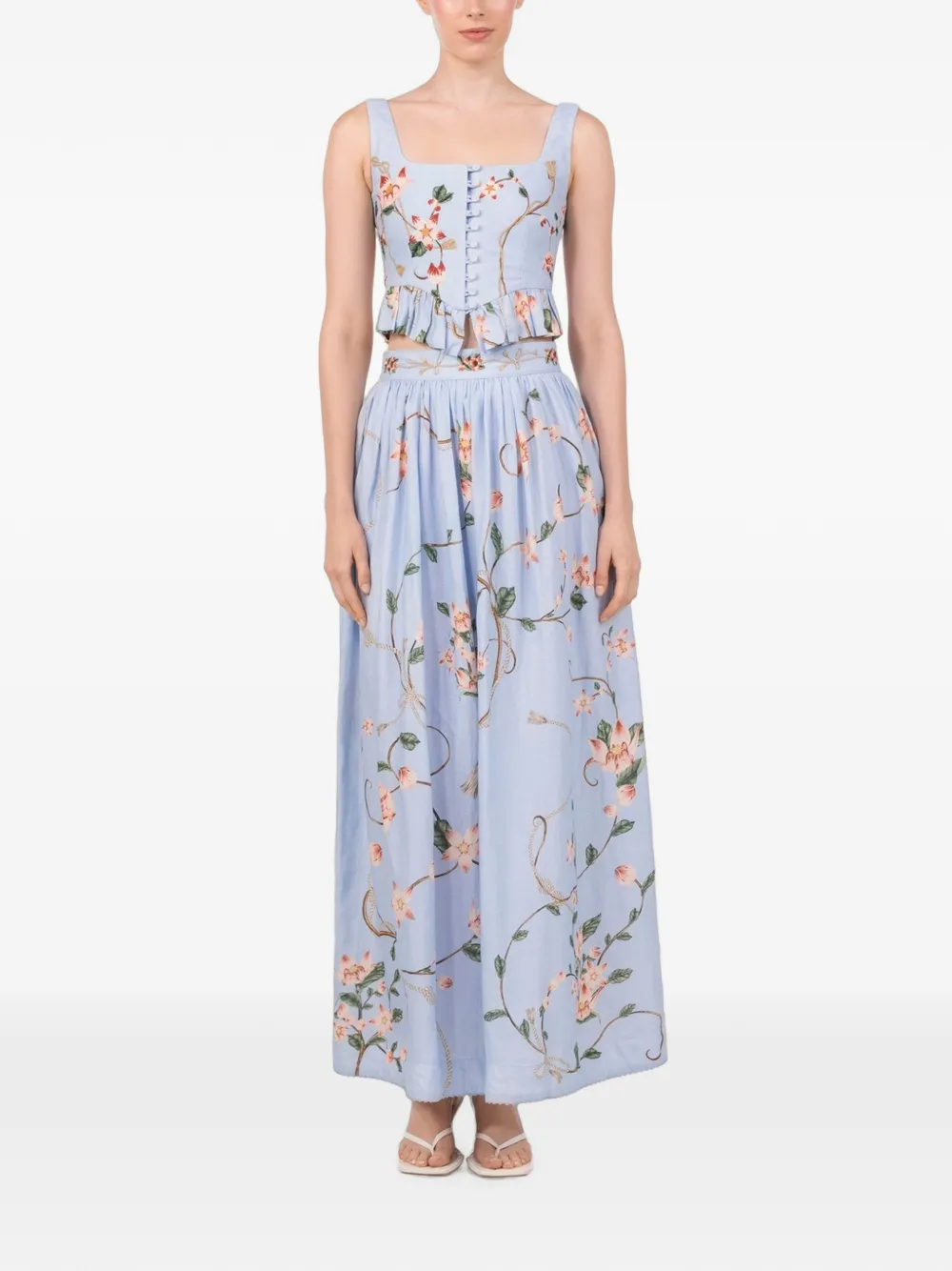 Agua By Agua Bendita Eslabón Navegante embroidered blouse Blauw