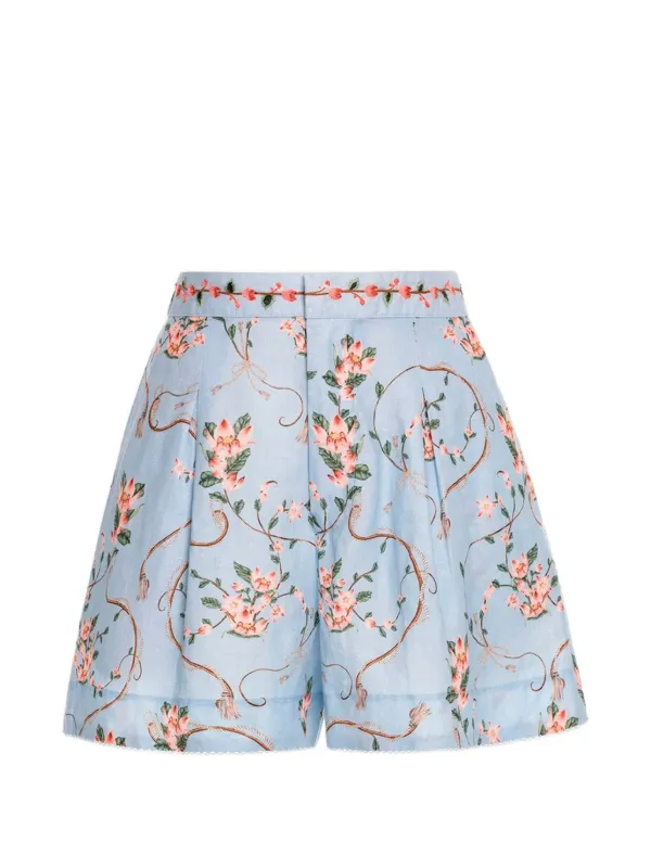 Agua by Agua Bendita Maratea Navegante Embroidered Shorts in Blue