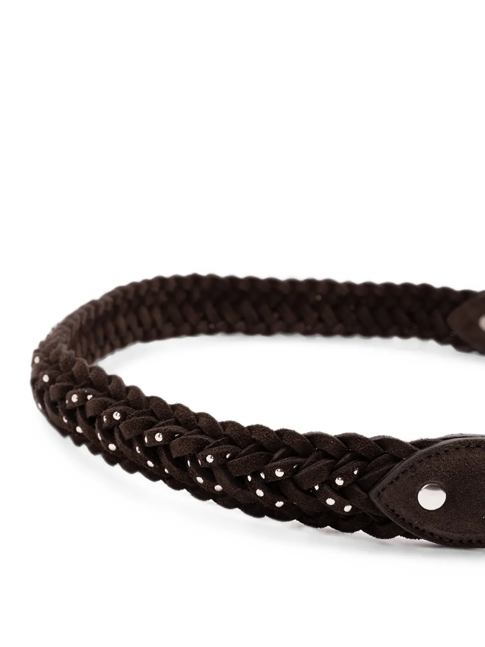 Golden Goose Houston riem van geweven mahonie suède met zilveren micro-studs Bruin