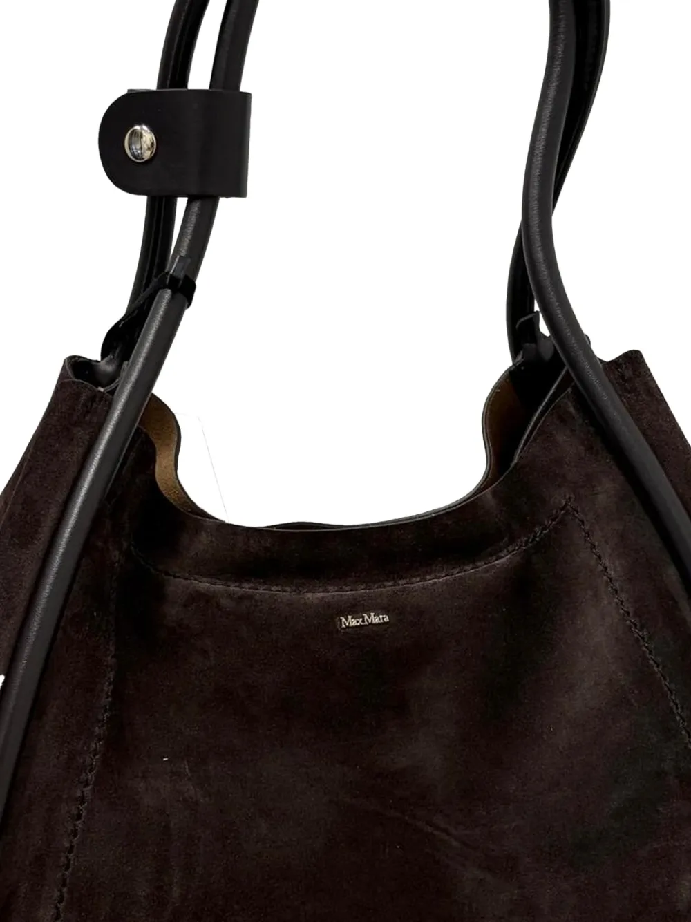 Max Mara Suède schoudertas met leren afwerking Bruin