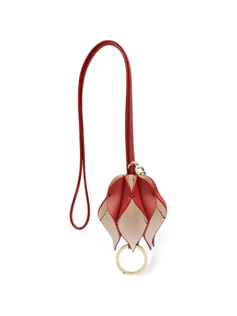AIGNER floral-motif leather keyring