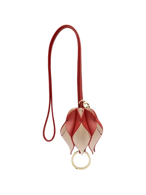 AIGNER floral-motif leather keyring