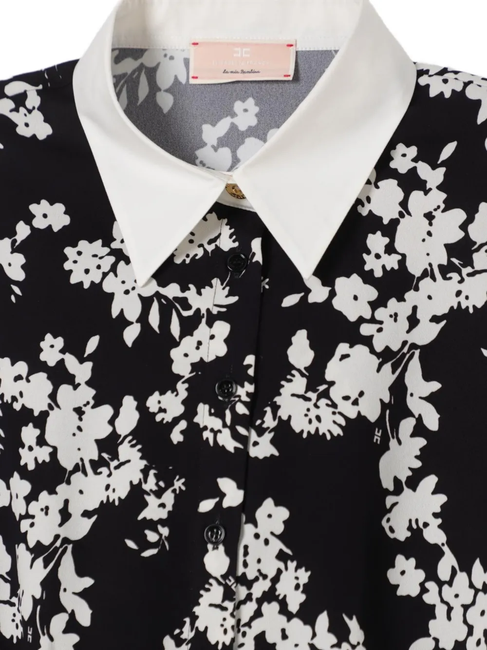 Elisabetta Franchi La Mia Bambina floral-print cropped shirt Zwart