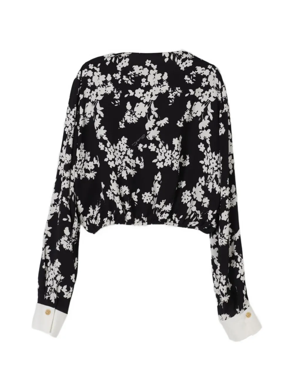 Elisabetta Franchi La Mia Bambina floral-print cropped shirt Zwart