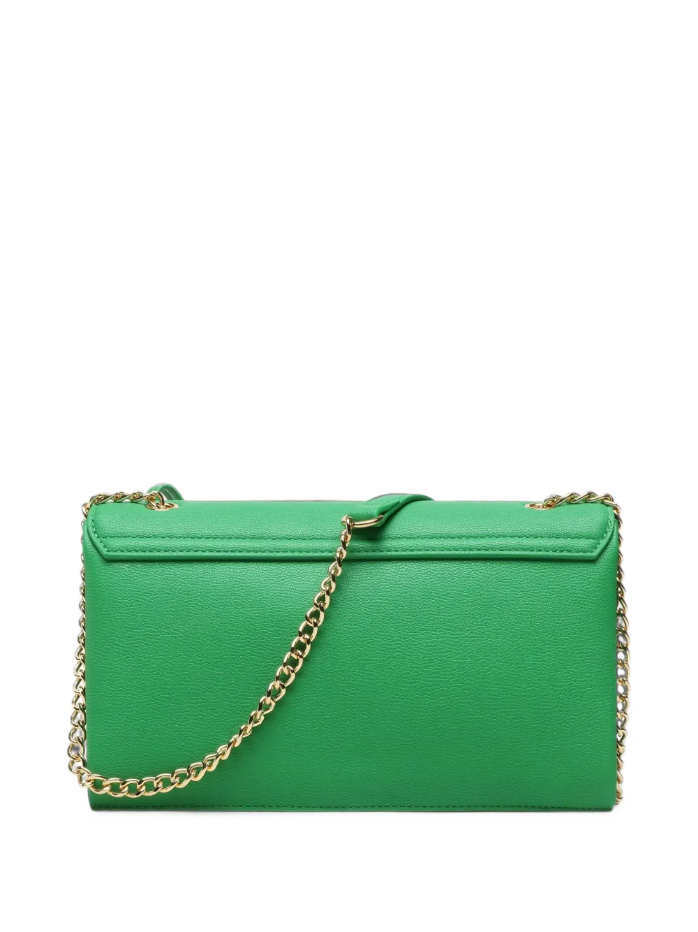 Love Moschino logo-plaque pebbled-effect clutch bag Groen