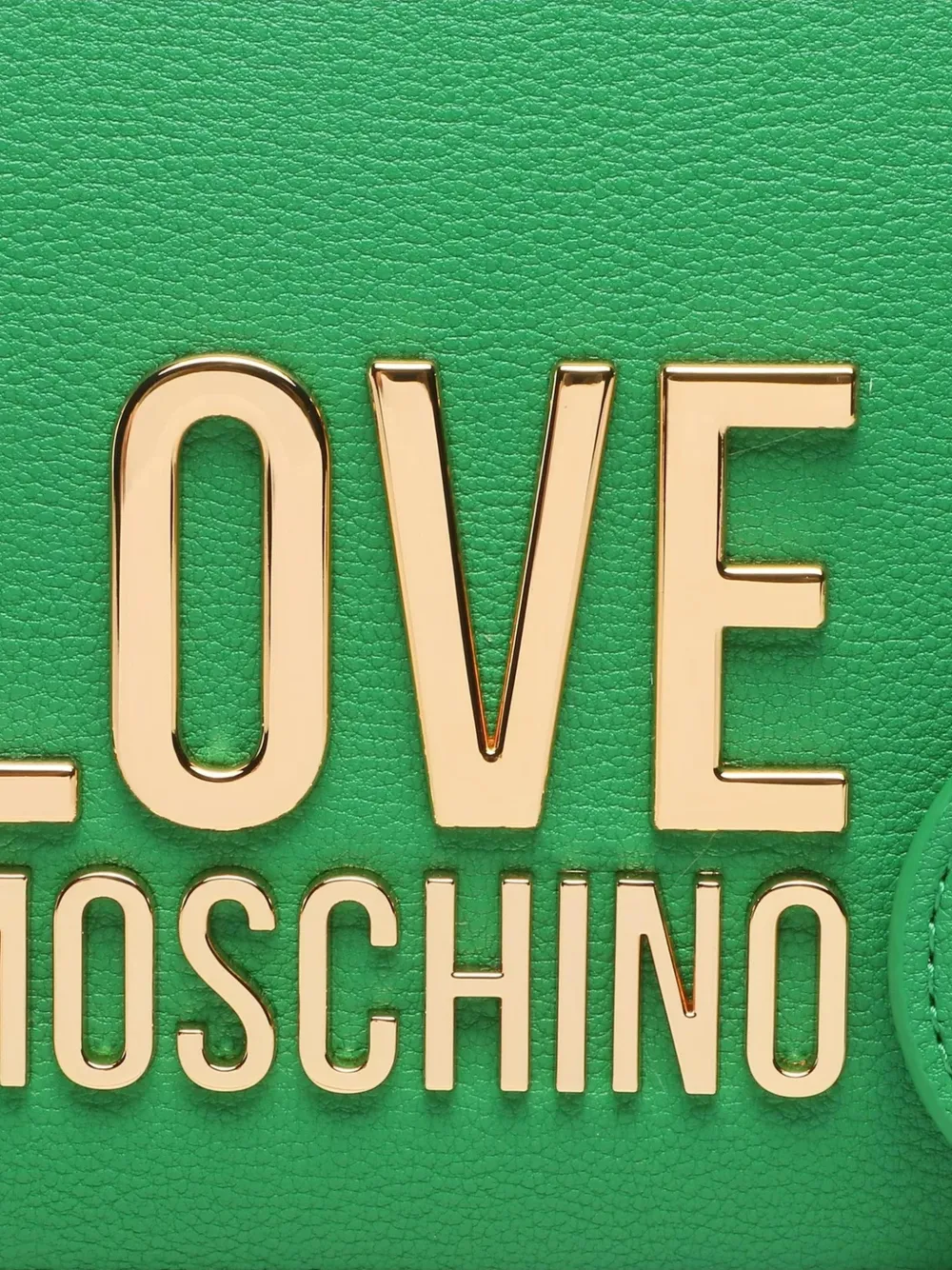 Love Moschino logo-plaque pebbled-effect clutch bag Groen