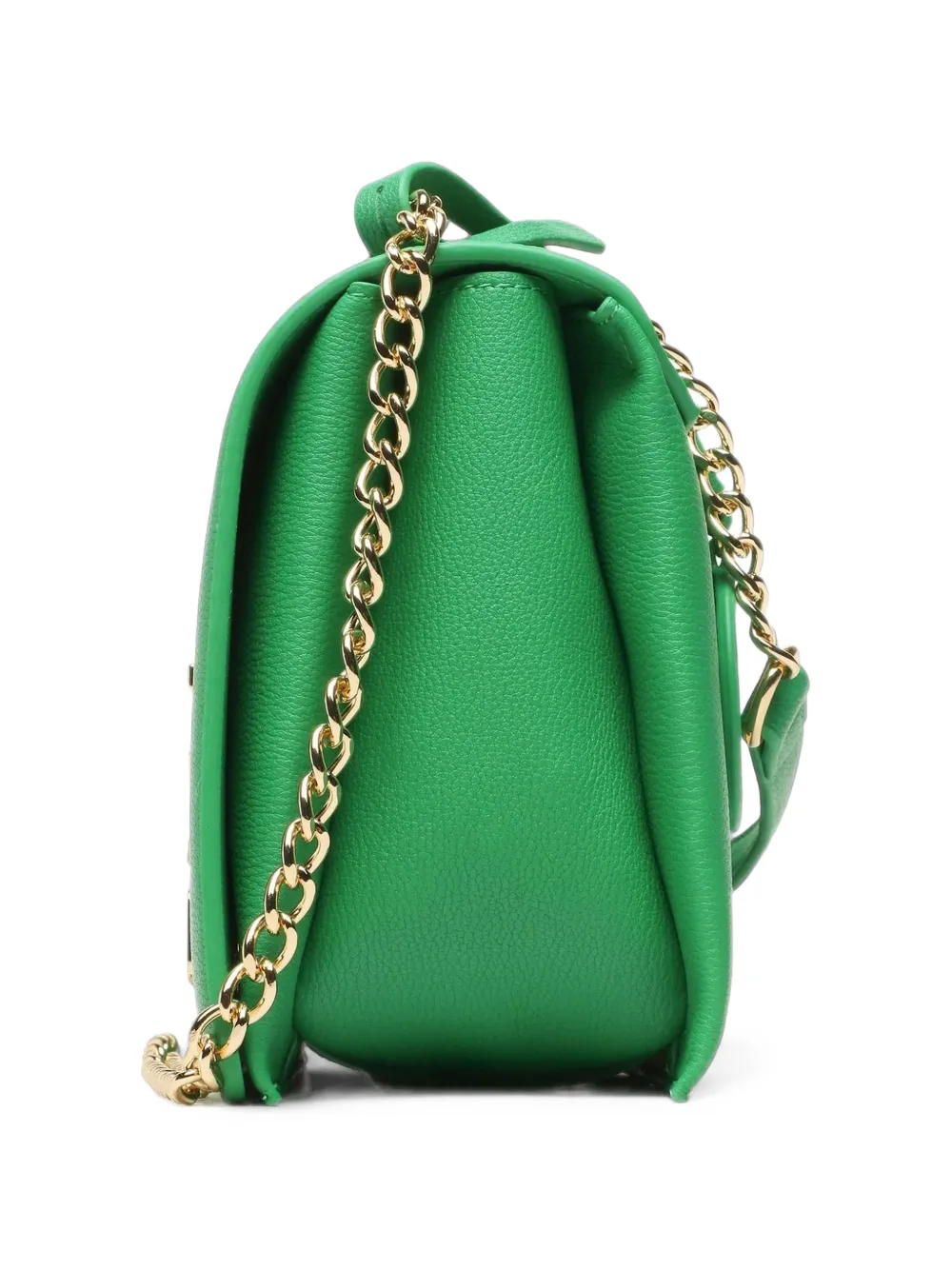 Love Moschino logo-plaque pebbled-effect clutch bag Groen