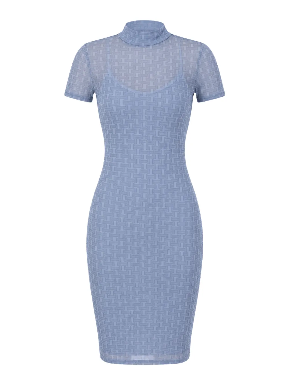 HUGO mini-jurk met hoge hals en geometrisch mesh Blauw
