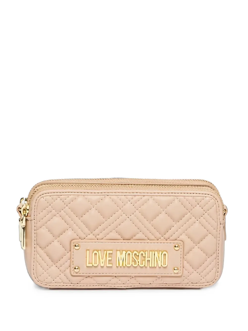 Love Moschino quilted logo-plaque clutch bag - Rosa