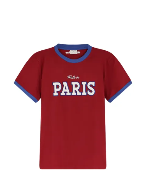 WALK IN PARIS logo-patch ringer T-shirt