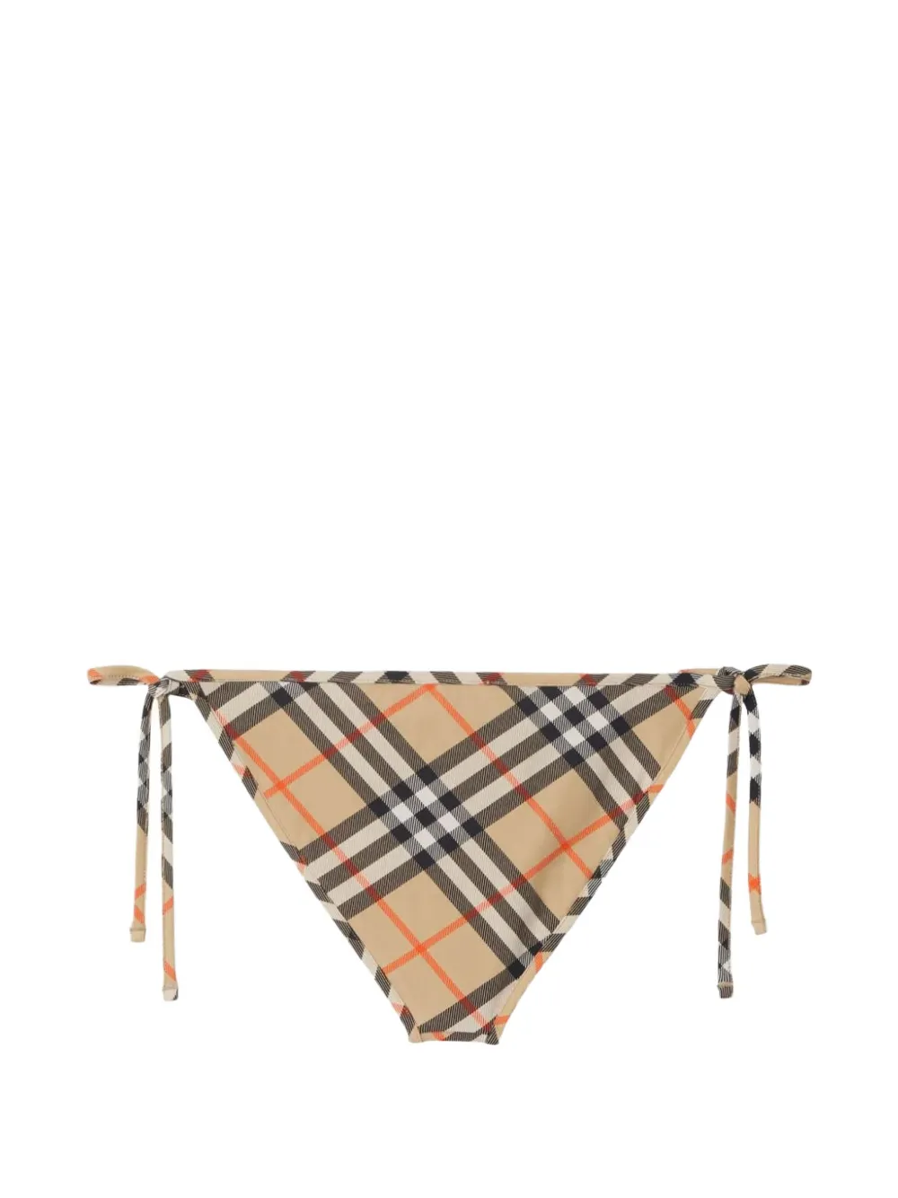Burberry Geruite bikinislip met gestrikte zijkant Beige