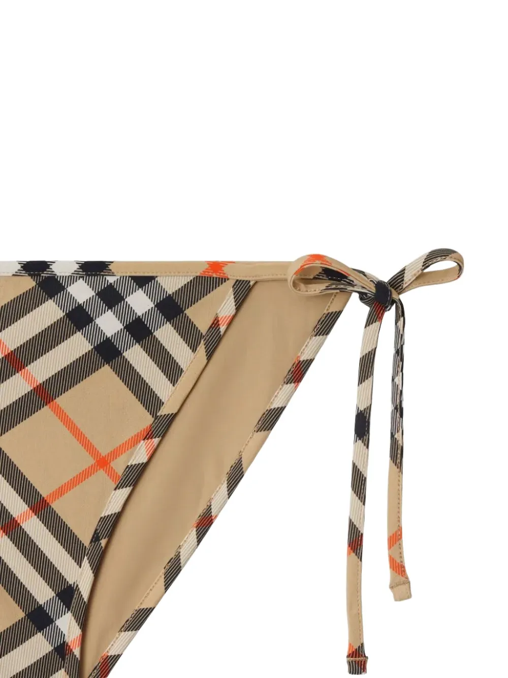 Burberry Geruite bikinislip met gestrikte zijkant Beige