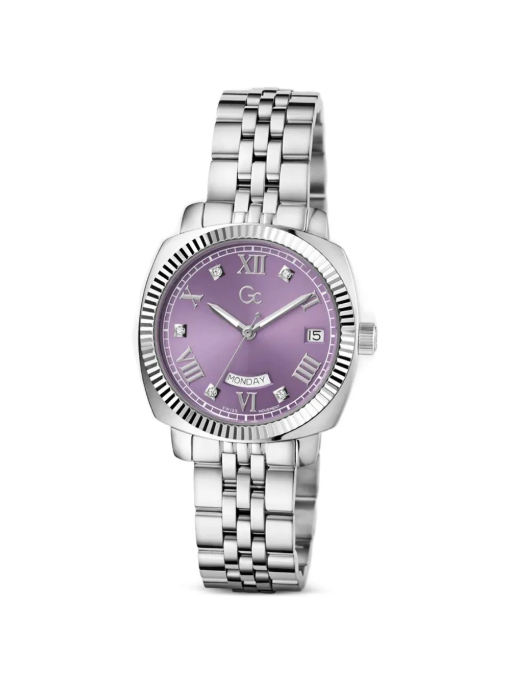 Guess Usa Gc Round-face 34mm Watch In Purple