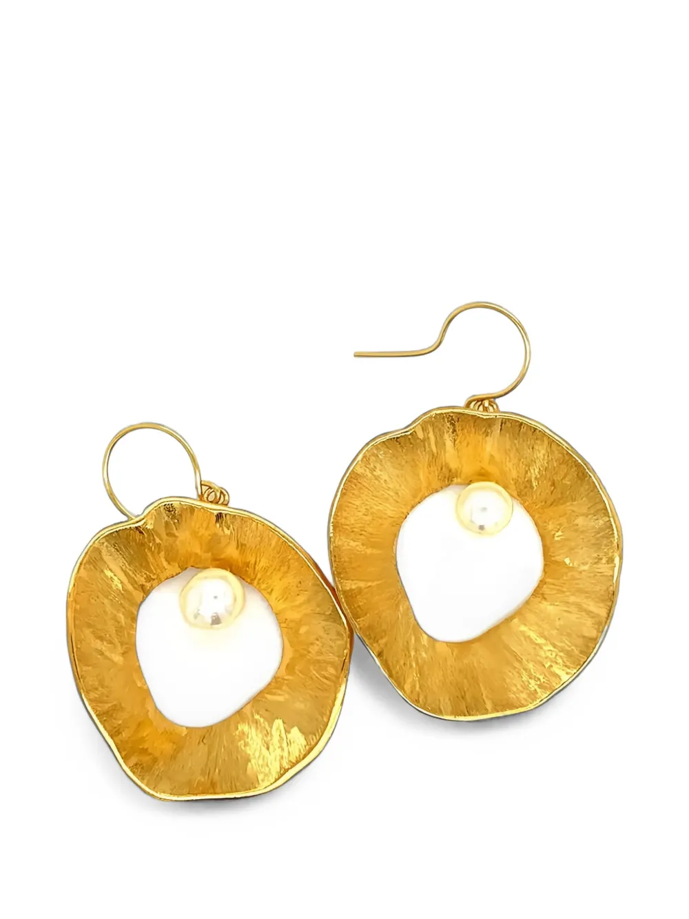 Esin Akan large Sea & Moon pearl-embellished cutout earrings - Oro