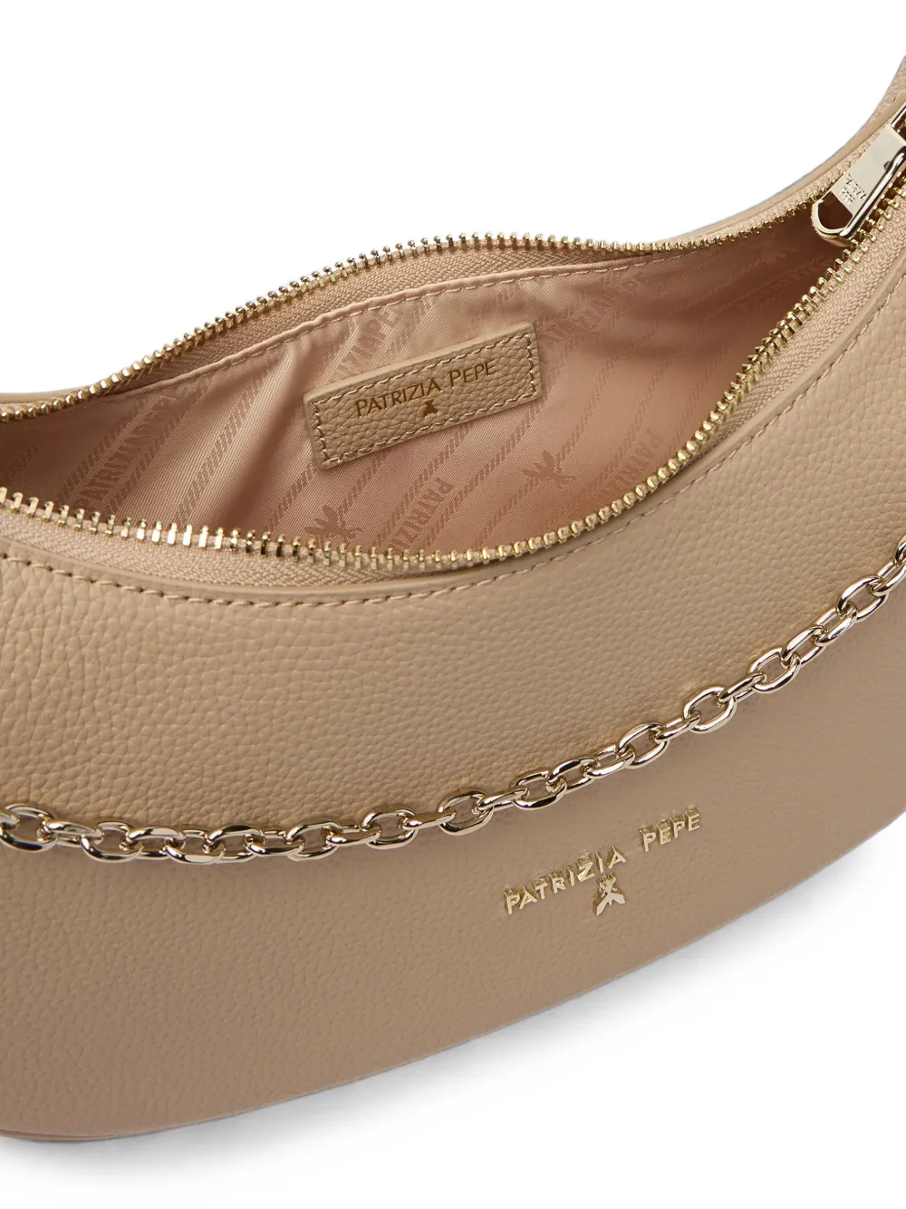 Patrizia Pepe Leren schoudertas Beige