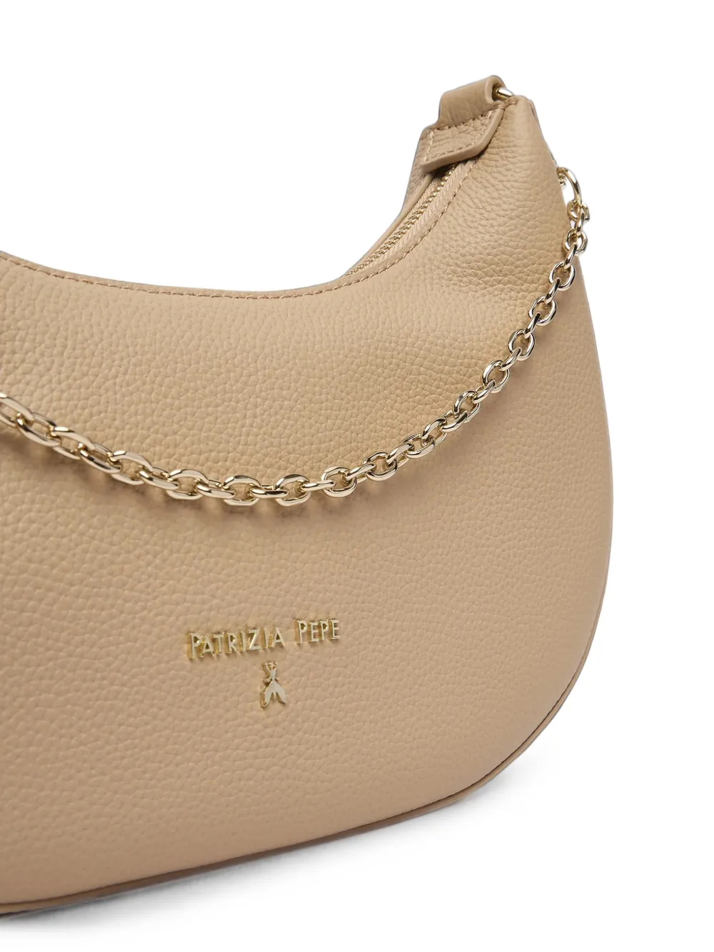 Patrizia Pepe Leren schoudertas Beige
