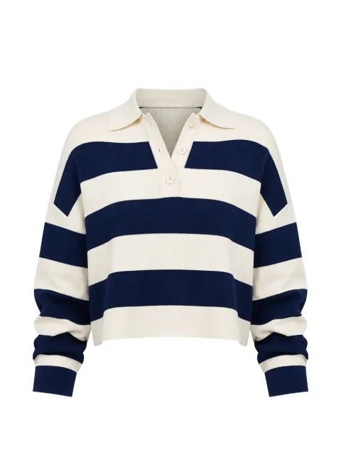 SEROYA Ryla striped polo-collar sweater