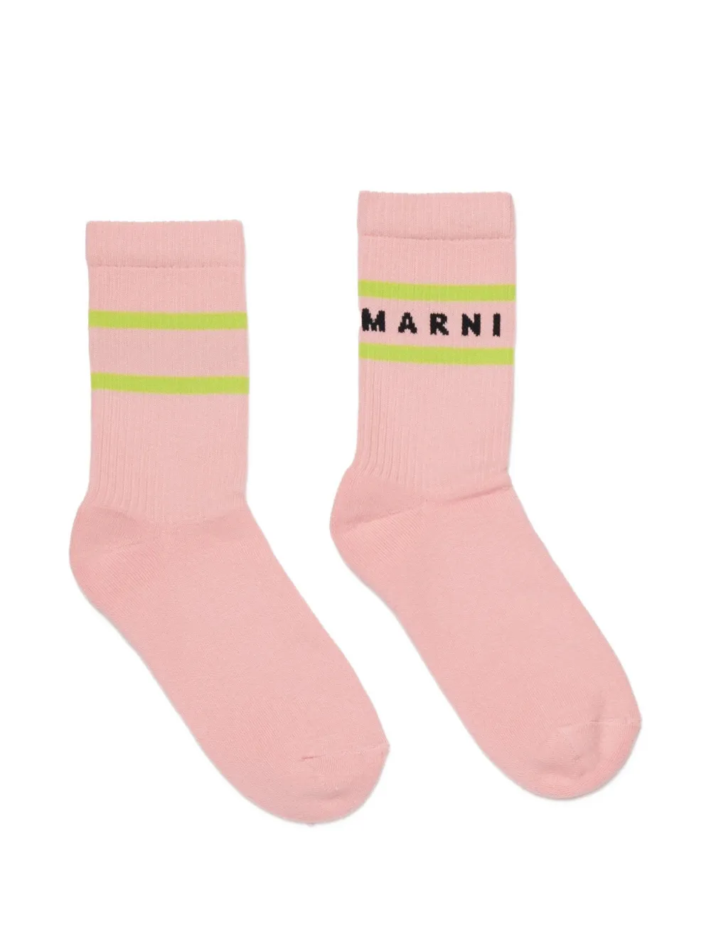 Marni Kids logo-intarsia striped socks Roze