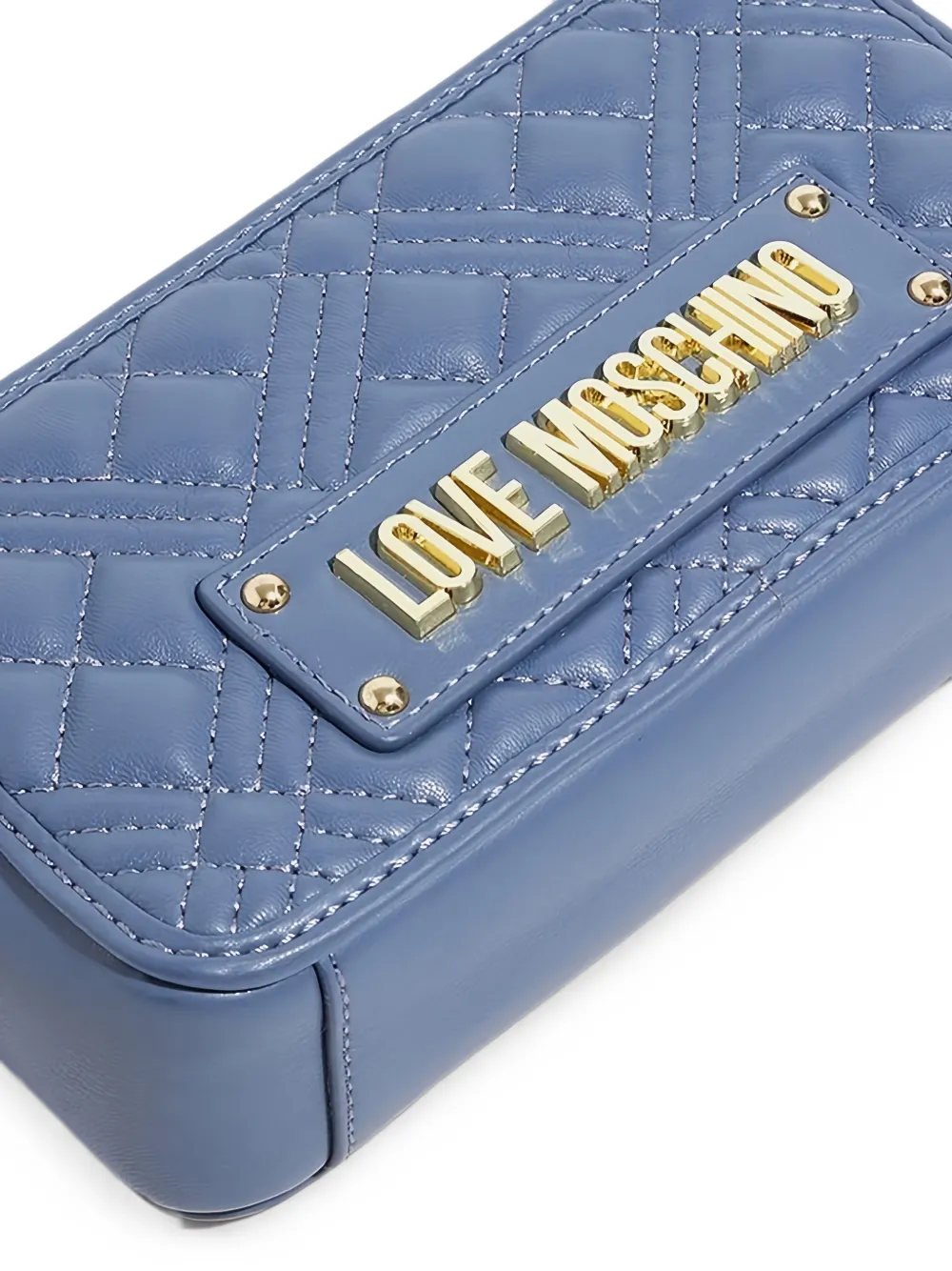 Love Moschino Gewatteerde clutch met logo-plakkaat Blauw