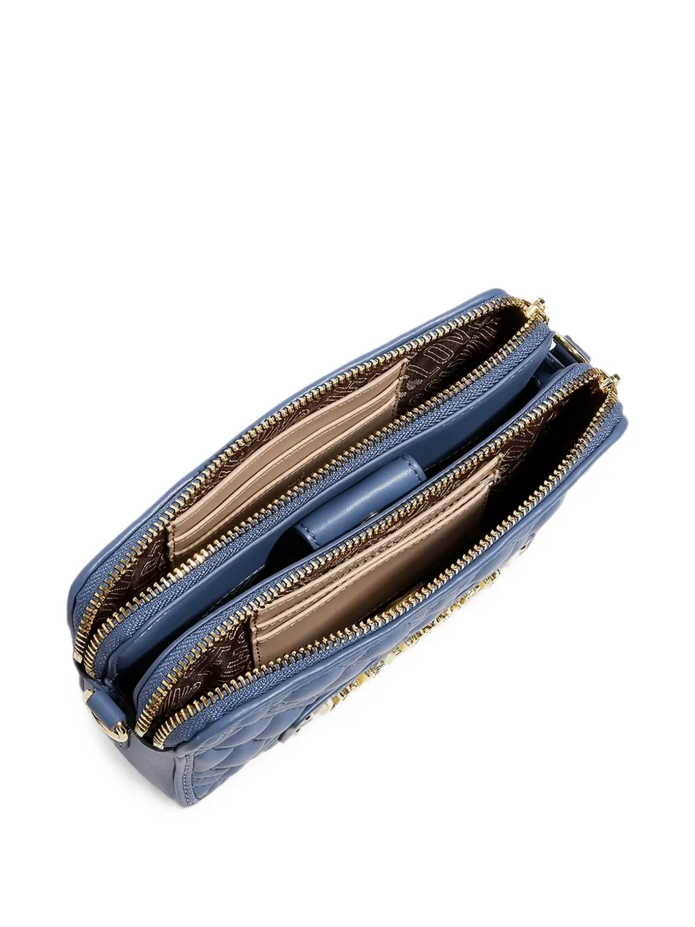 Love Moschino Gewatteerde clutch met logo-plakkaat Blauw