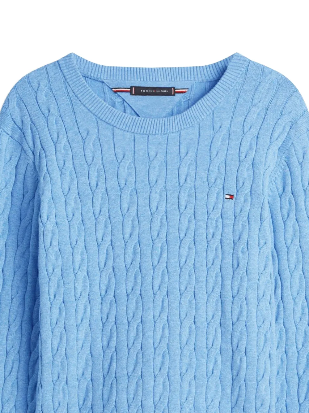 Tommy Hilfiger Kabelgebreide katoenen trui Blauw