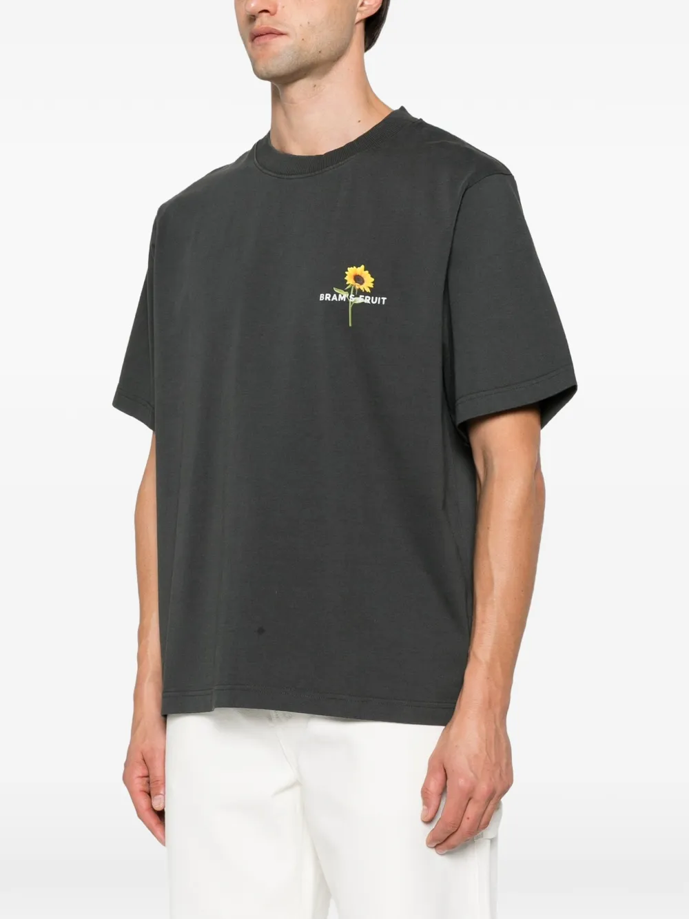 Bram s Fruit Sunflower T-shirt met zonnebloem-print Grijs
