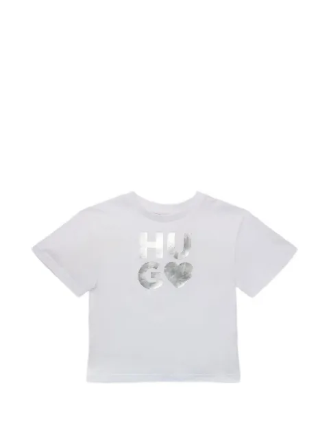 HUGO KIDS logo-print heart-motif T-shirt