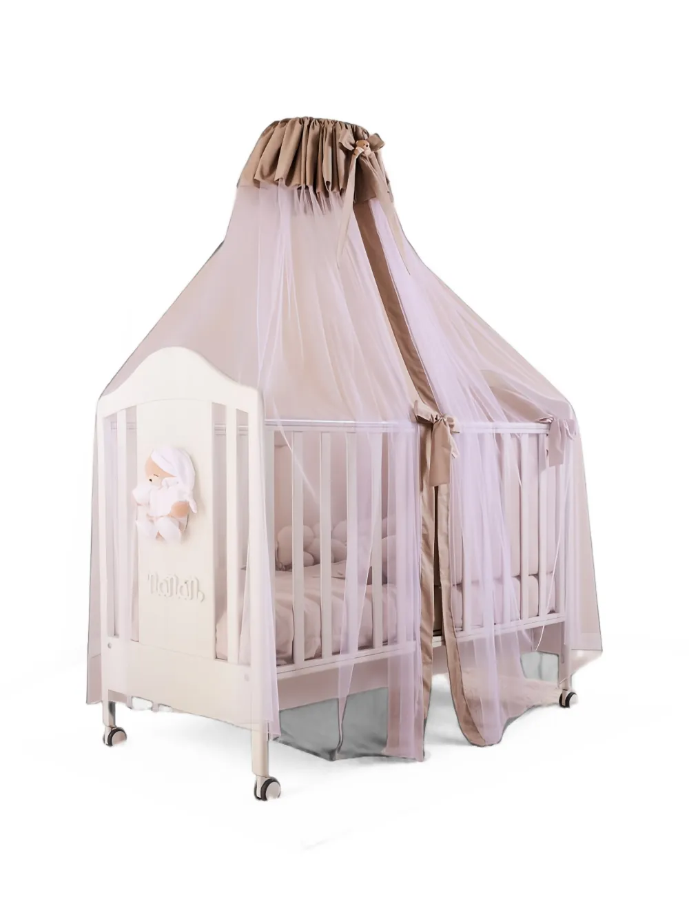 NANAN Tato teddy-bear motif cot canopy - Bianco