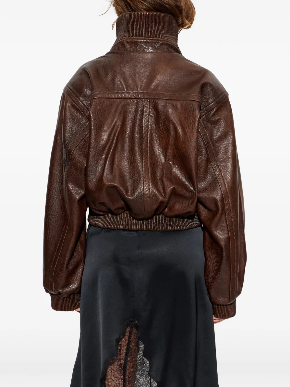 Christopher Esber Lunnet Leather Jacket in Brown, view 4