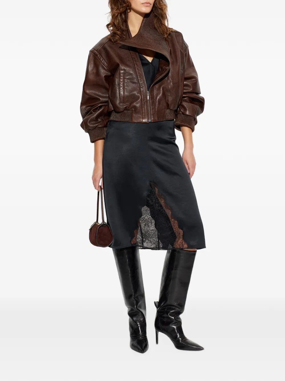 Christopher Esber Lunnet Leather Jacket in Brown, view 2