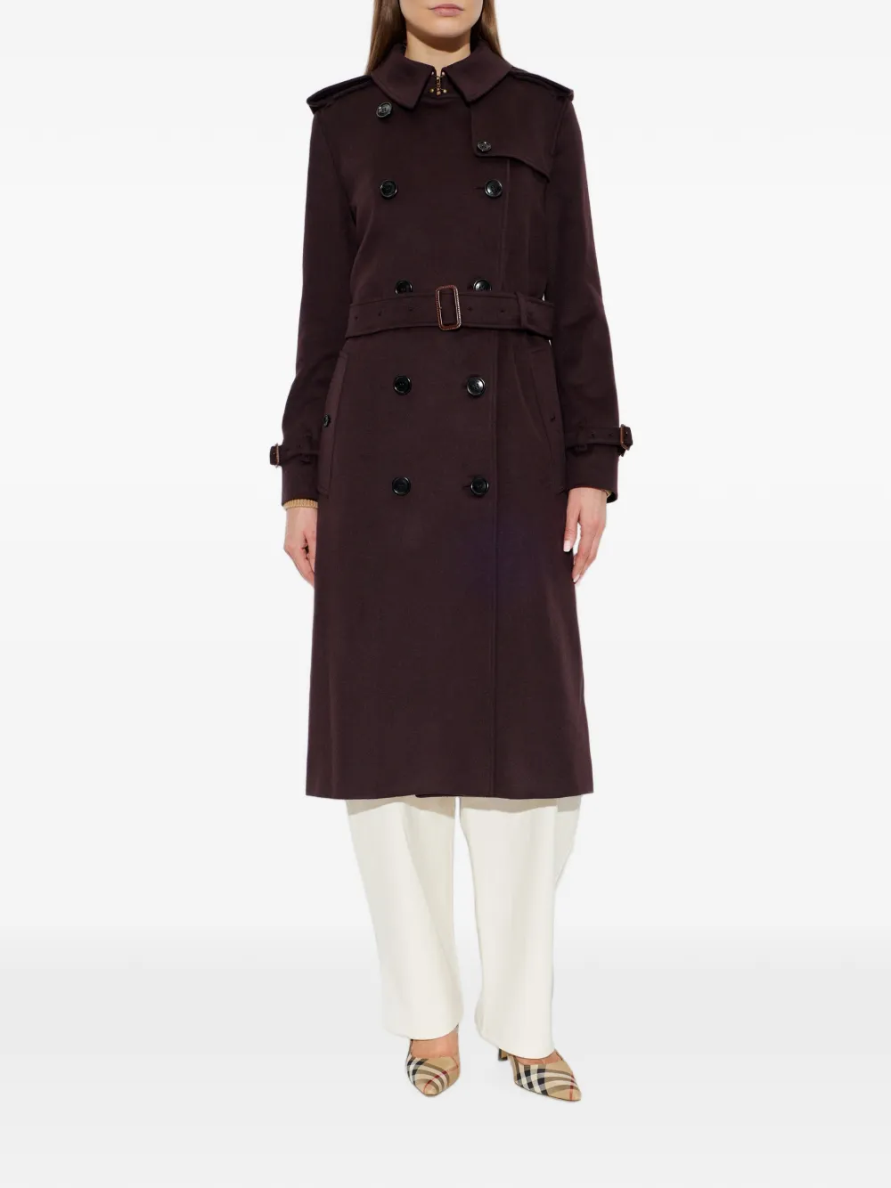 Burberry Kensington trenchcoat met dubbele rij knopen Paars