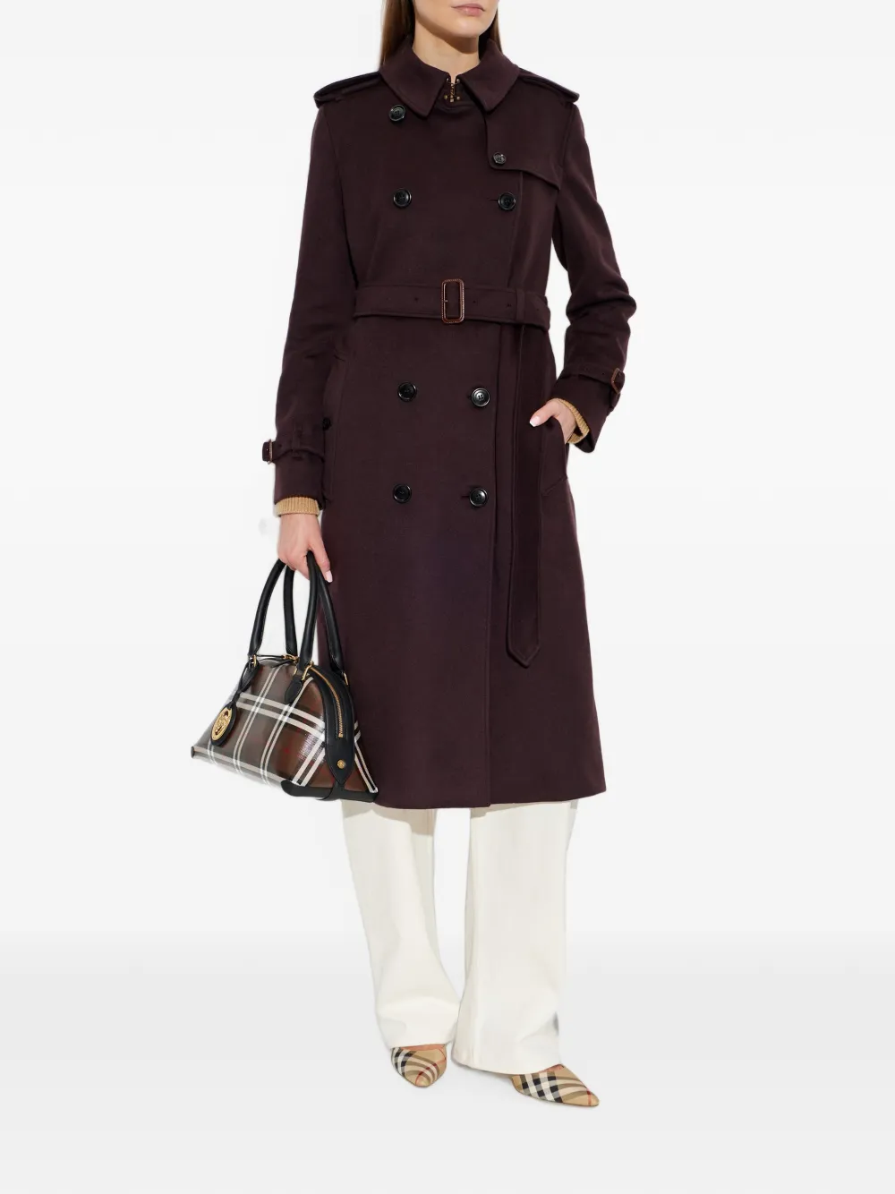 Burberry Kensington trenchcoat met dubbele rij knopen Paars