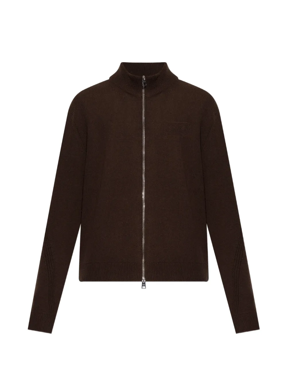 Givenchy logo-embroidered zip-up cardigan - Marrone