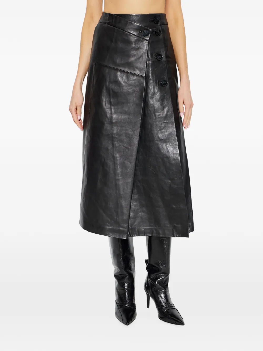 IRO Rimera button-fastening wrap midi skirt Zwart