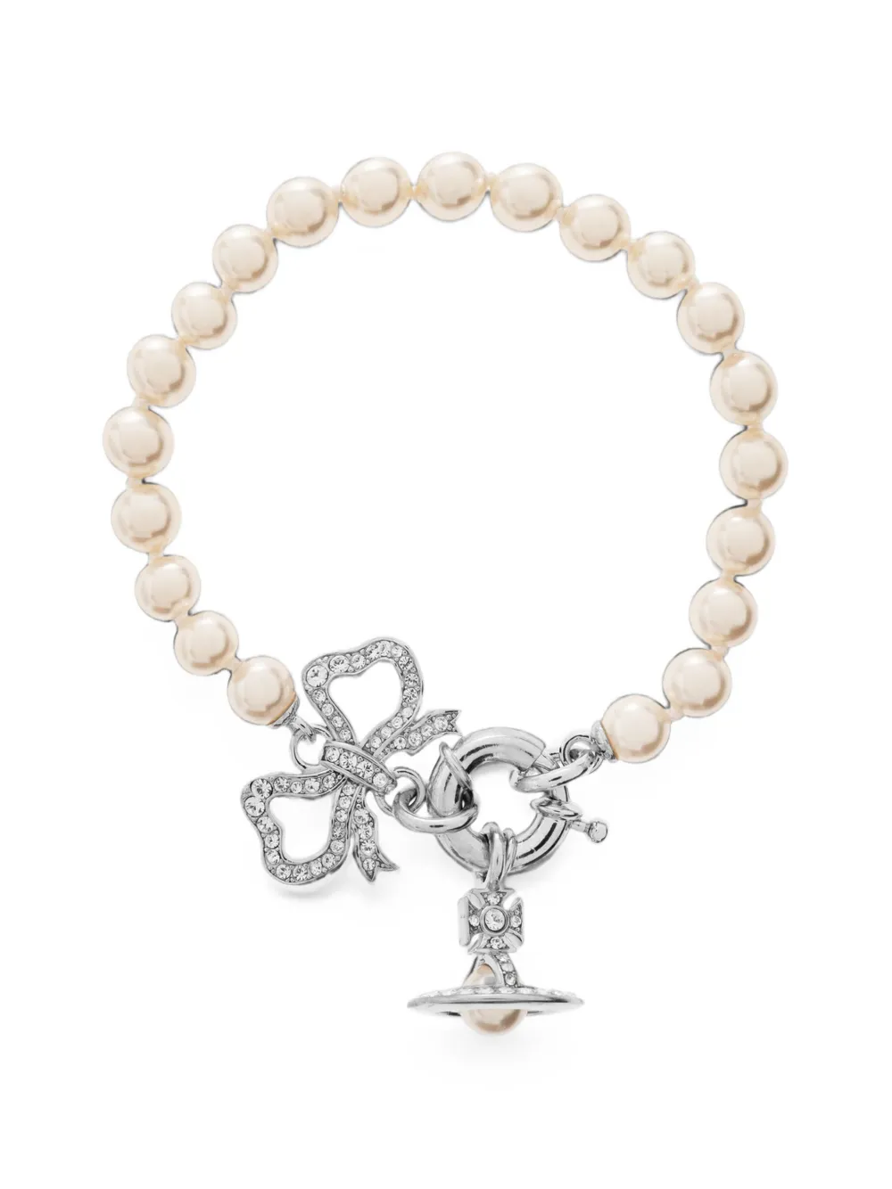 Vivienne Westwood Rigoberta Orb bow bracelet - Argento