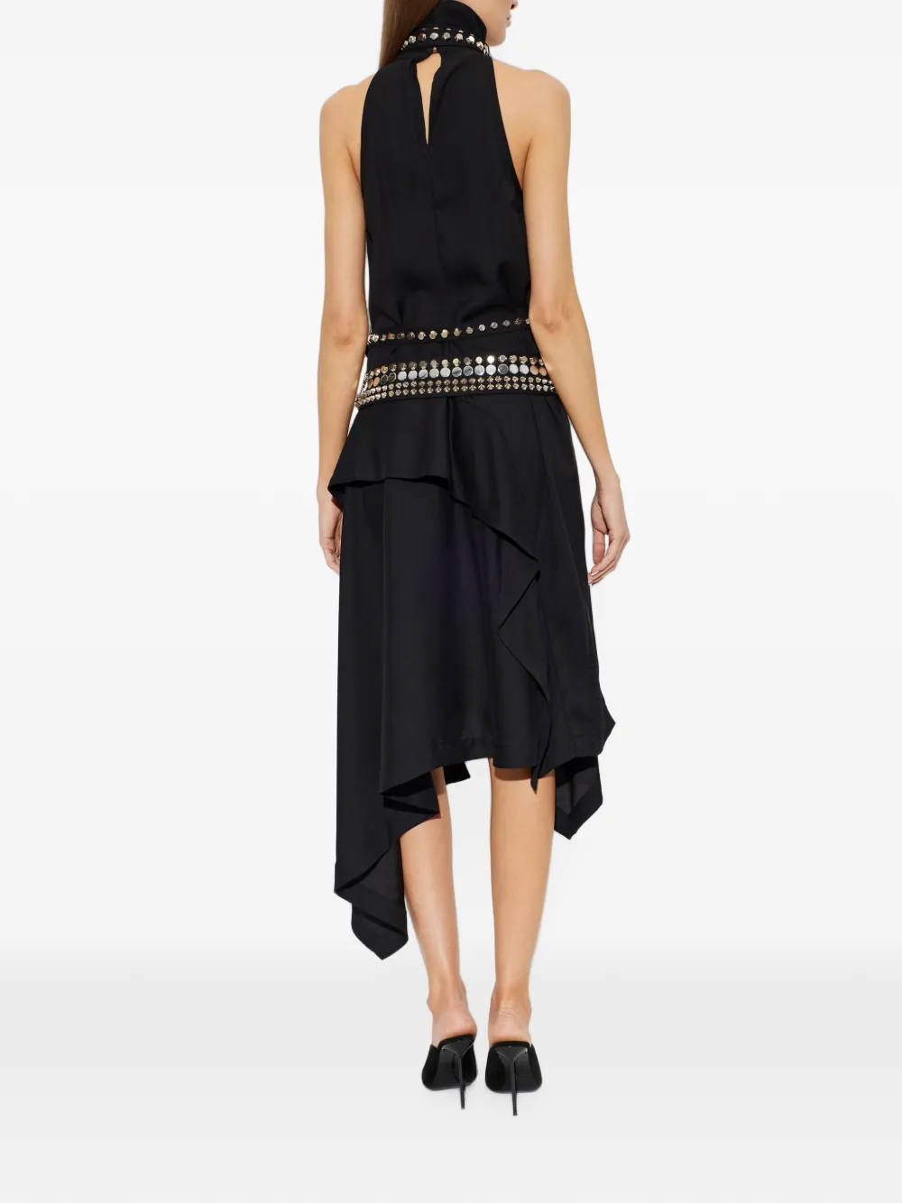 IRO Veziane asymmetrische midi-jurk verfraaid met studs Zwart