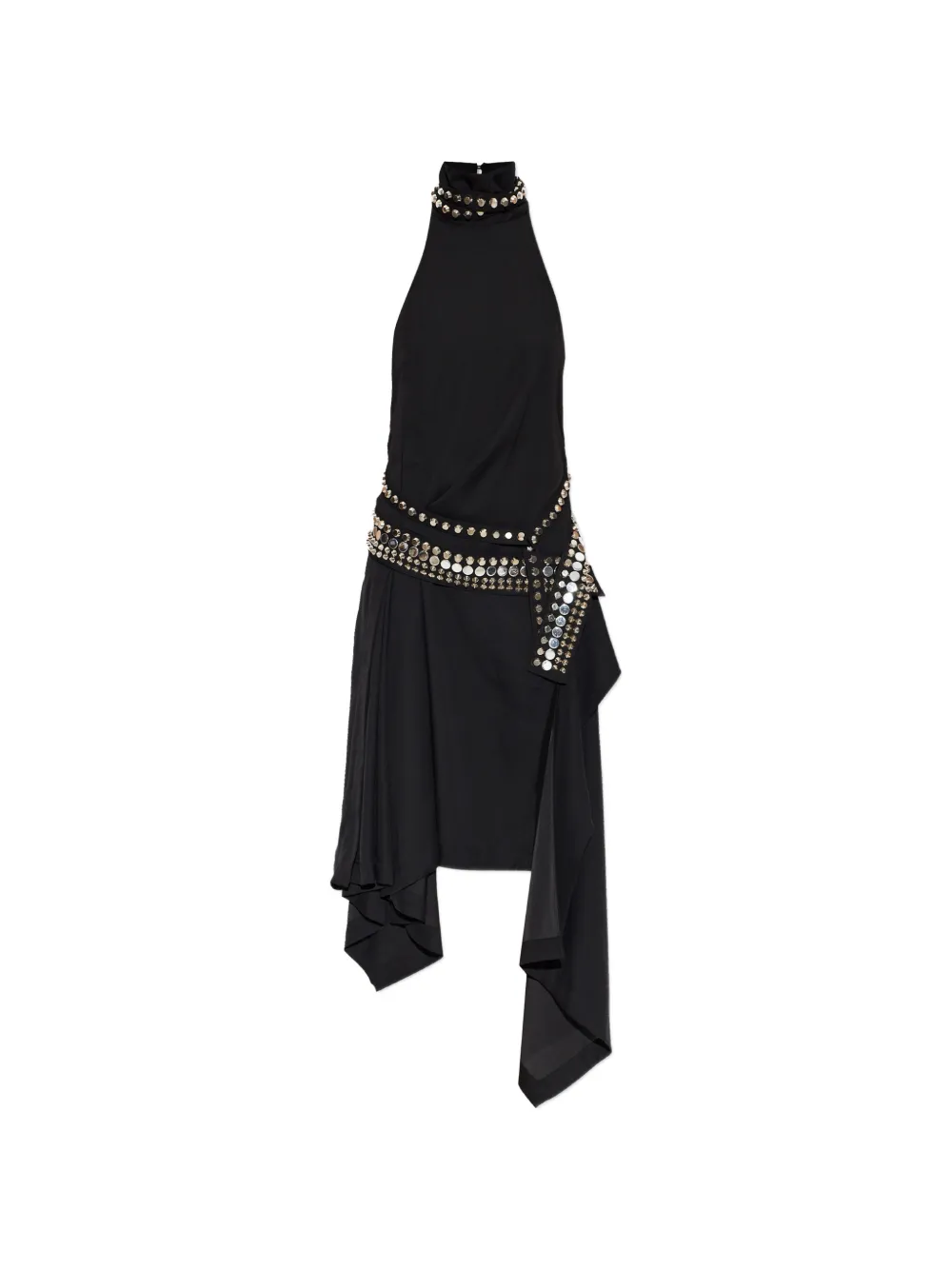 IRO Veziane stud-embellished asymmetrical midi dress - Nero