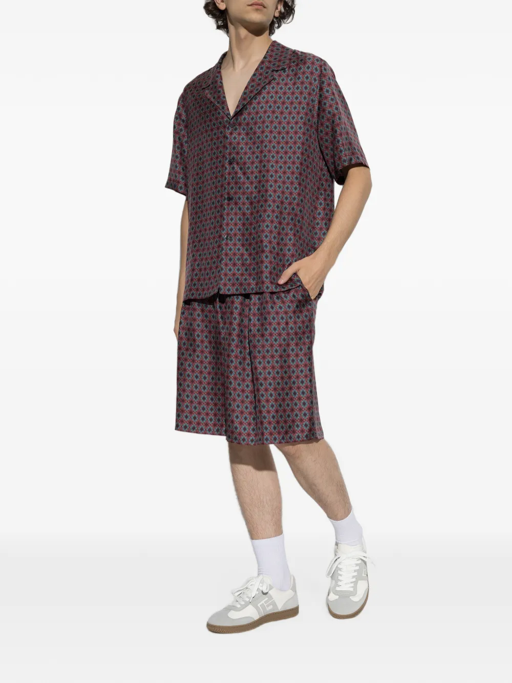 Balmain Zijden shorts met geometrisch patroon Rood