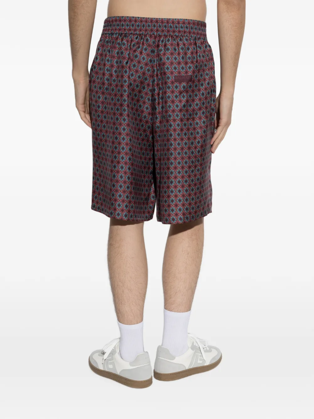 Balmain Zijden shorts met geometrisch patroon Rood
