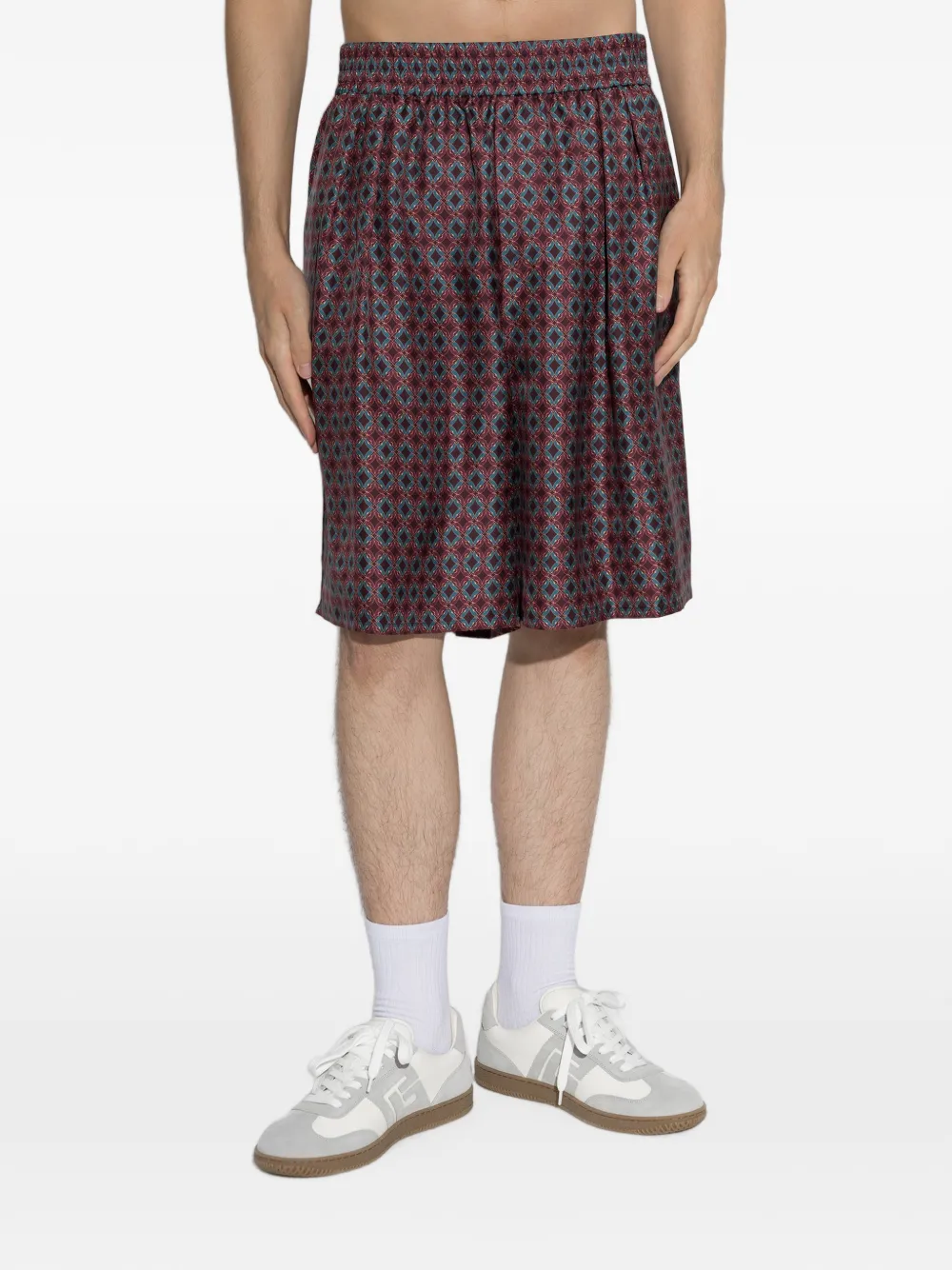Balmain Zijden shorts met geometrisch patroon Rood