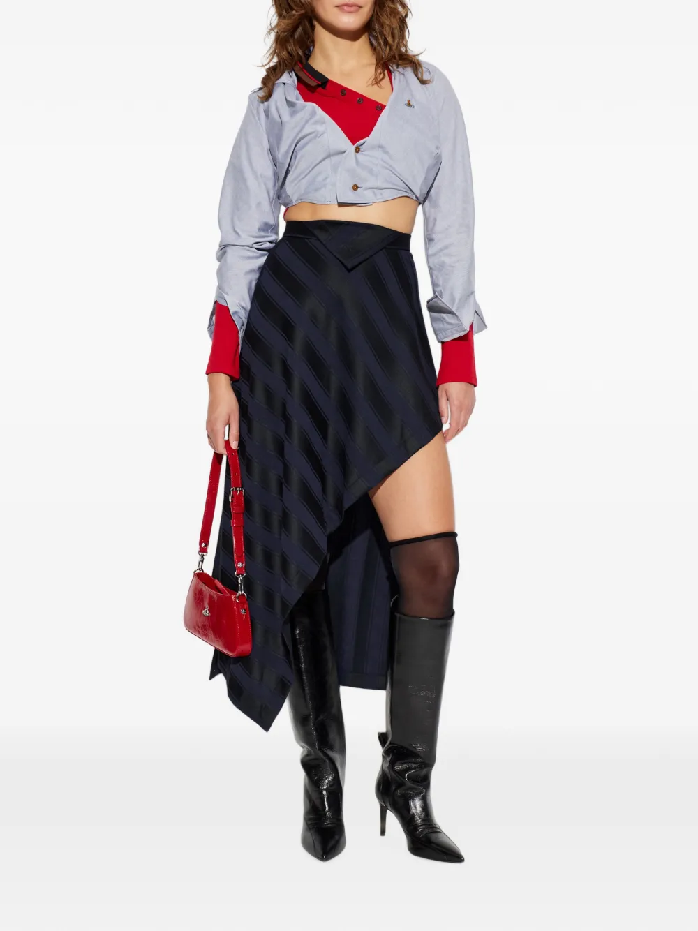 Vivienne Westwood Cassandra gestreepte asymmetrische rok Blauw