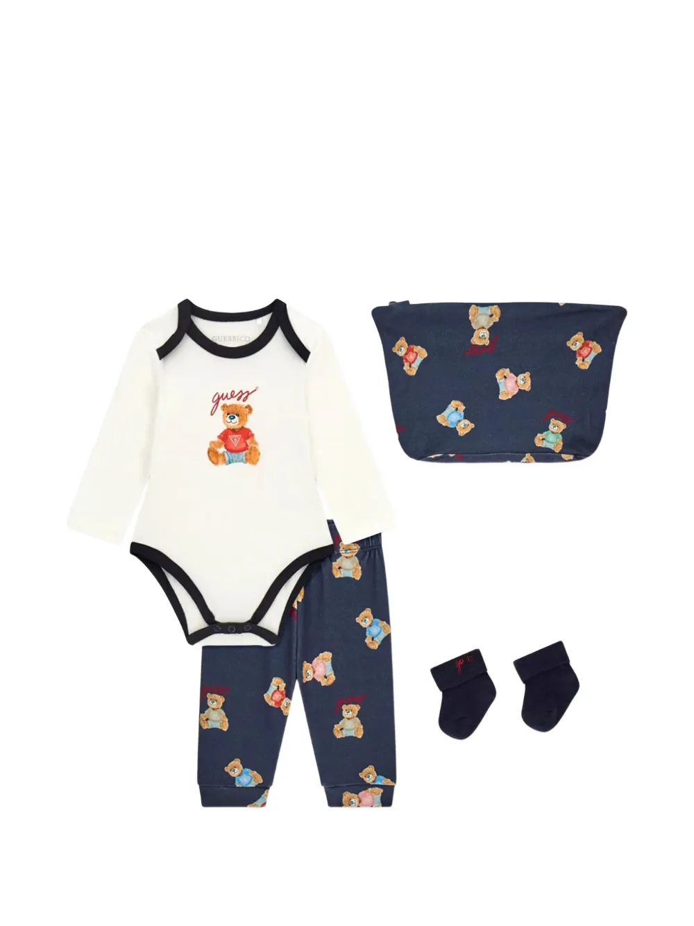 guess kids bear-print babygrow set (set of four) - Bianco