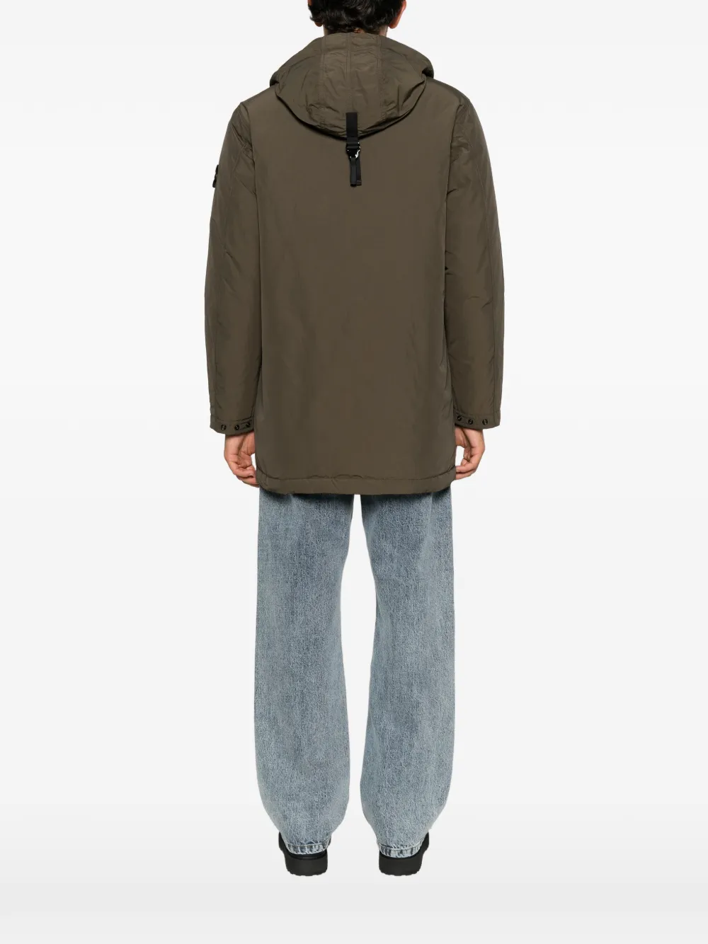 Stone Island logo-patch hooded jacket Groen