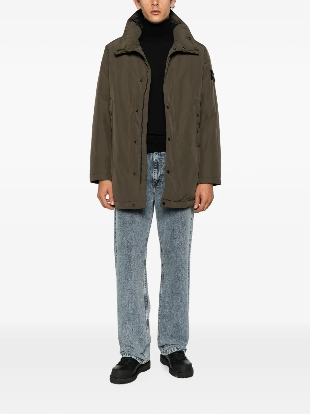 Stone Island logo-patch hooded jacket Groen