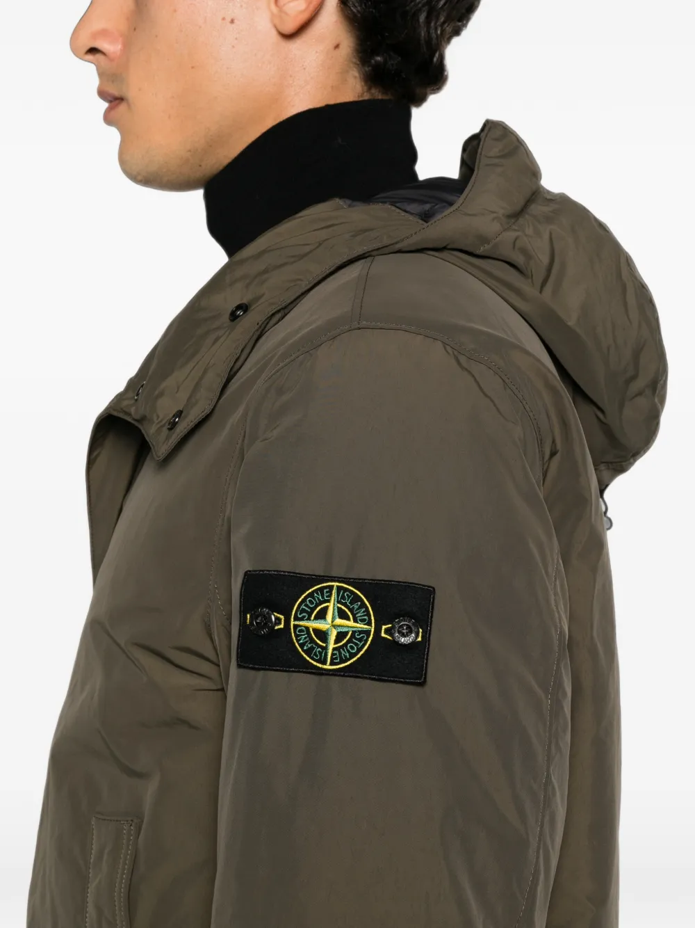 Stone Island logo-patch hooded jacket Groen
