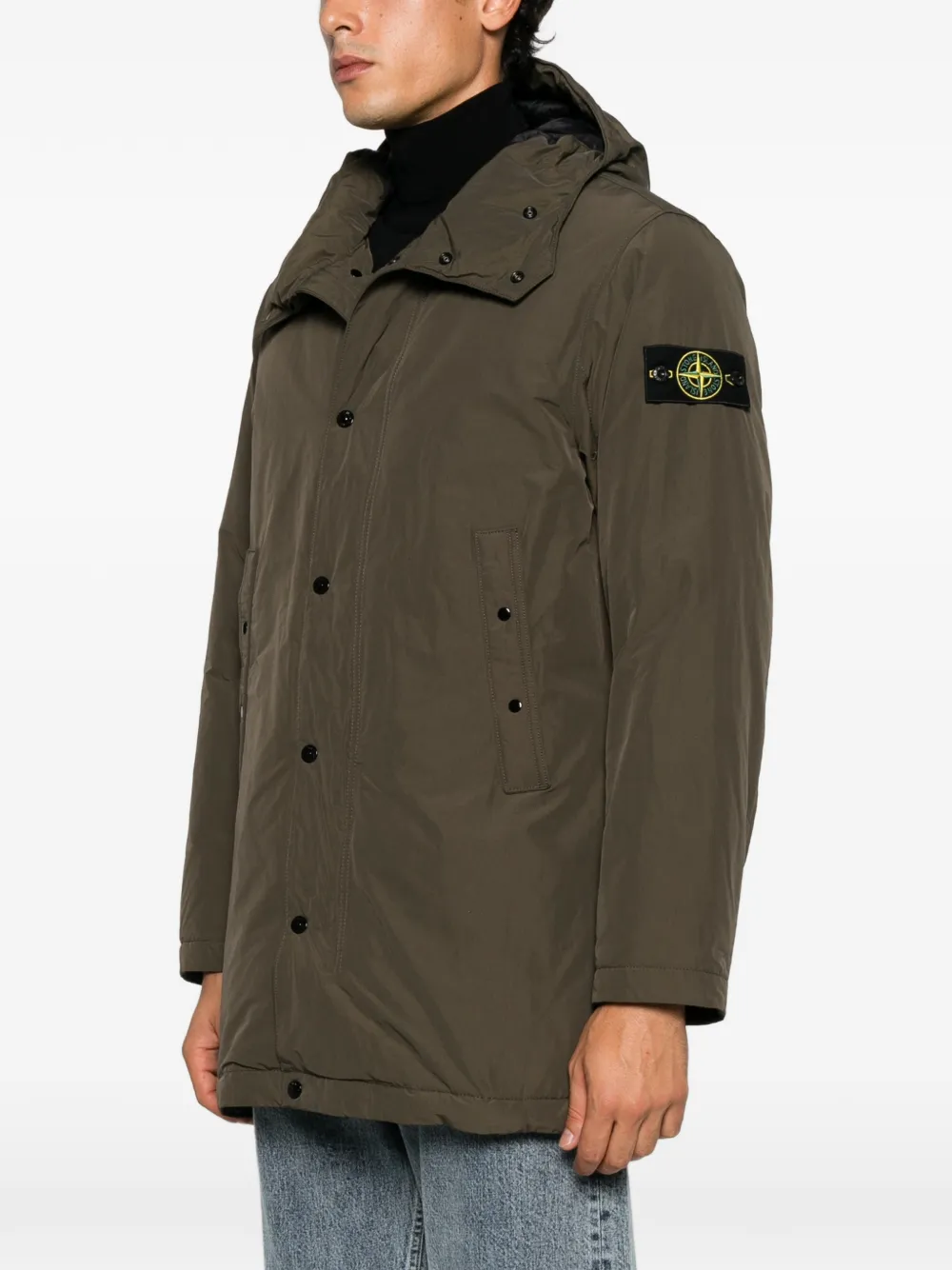 Stone Island logo-patch hooded jacket Groen