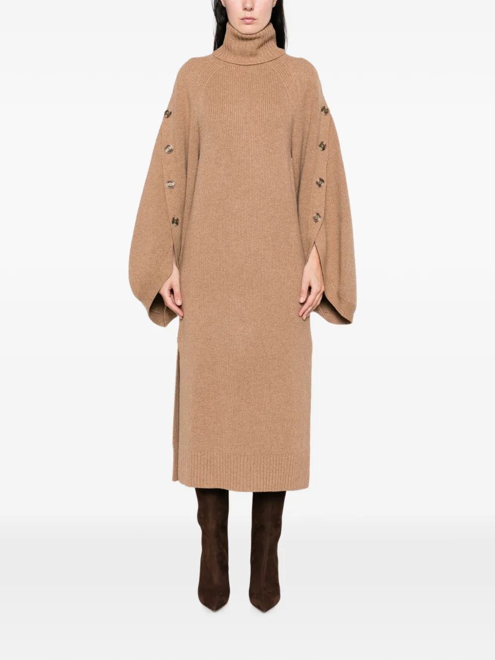 ZIMMERMANN Midi-jurk verfraaid met knopen en col Bruin