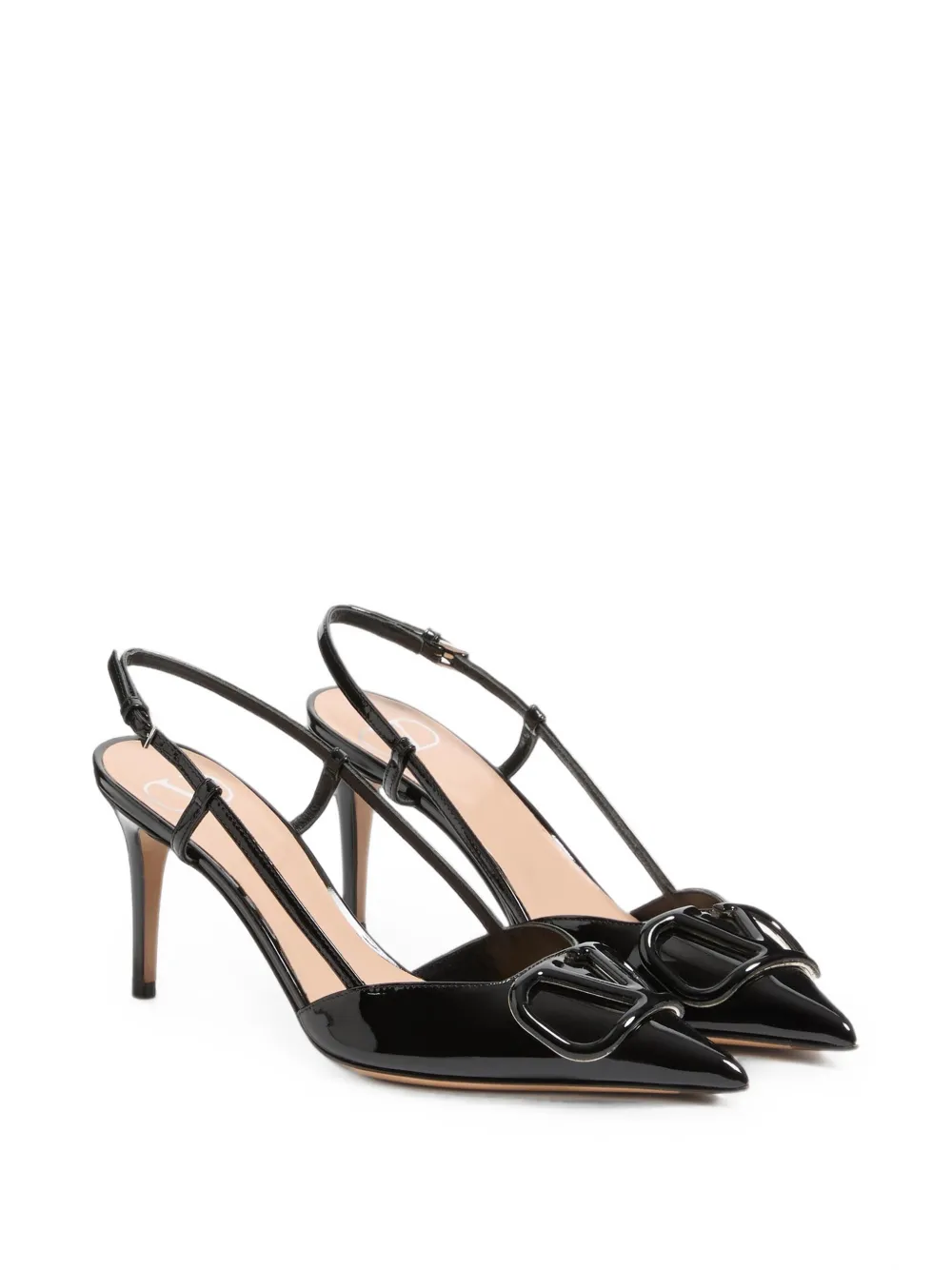 Valentino Garavani VLogo Signature slingback leather heeled pumps Zwart