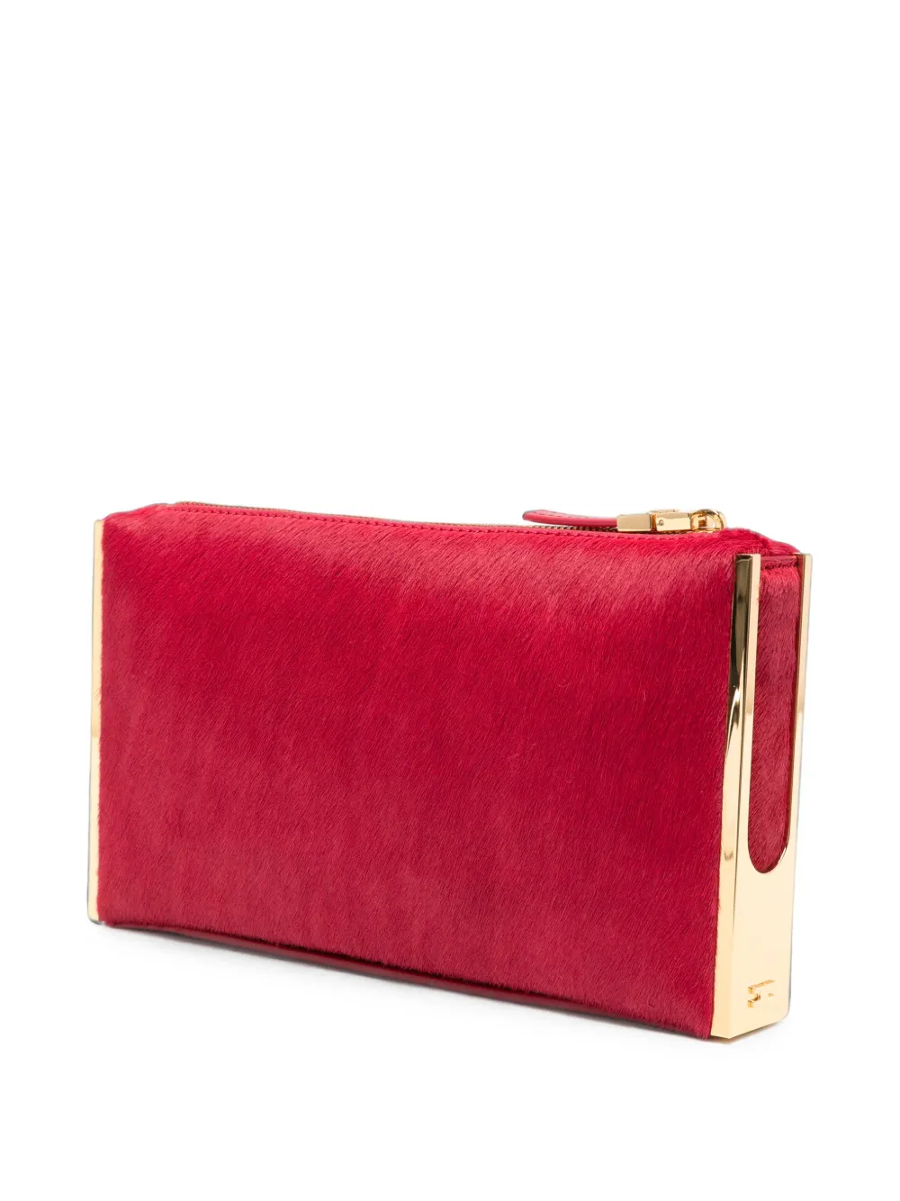 Elisabetta Franchi calf-hair logo-lettering tote bag Rood